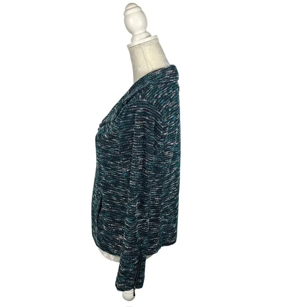 Christopher & Banks Marled Woven Motorcycle Jacket Textured Zip Front‎ Rocker S